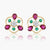 Natural Ruby & Emerald In Diamond Three Petal Earrings