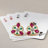 Natural Ruby & Emerald In Diamond Three Petal Earrings