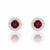 Round-Cut Ruby Stud Earrings with White Gold Architectural Diamond Halo