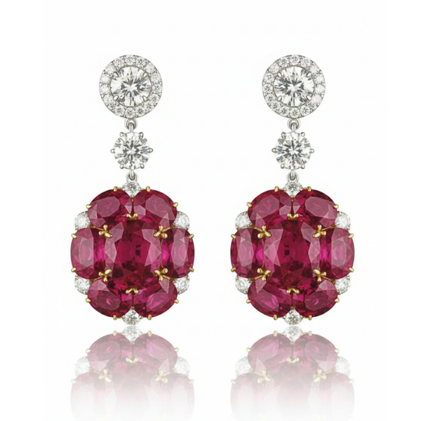 Royal Blue Sapphire Center with Oval Emerald Shoulders in White Gold