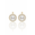 Classic Pearl Solitaire Earrings in Yellow Gold with Round Diamond Accents