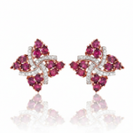 Royal Blue Sapphire Center with Oval Emerald Shoulders in White Gold