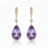 Pear-Cut Amethyst Drop Earrings with Graduated Diamond Accents