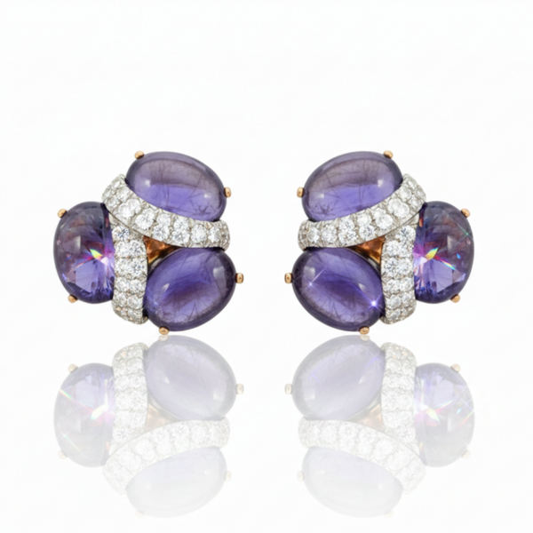 Royal Blue Sapphire Center with Oval Emerald Shoulders in White Gold