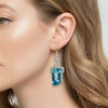 Emerald-Cut Blue Topaz Drop Earrings in 14K Yellow Gold with Diamond Accents