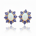 Royal Blue Sapphire Center with Oval Emerald Shoulders in White Gold