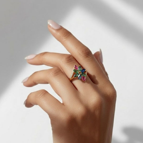 The Sovereign Bloom: A Tourmaline Marquise Statement