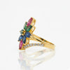 Classic Haxagon shape-Stone Ruby in Diamond Ring