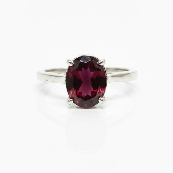 Oval Garnet Sterling Silver Ring