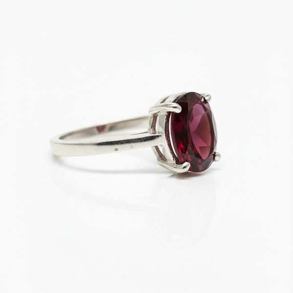 Oval Garnet Sterling Silver Ring