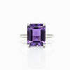 Emerald Cut Amethyst Sterling Silver Ring