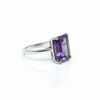 Emerald Cut Amethyst Sterling Silver Ring