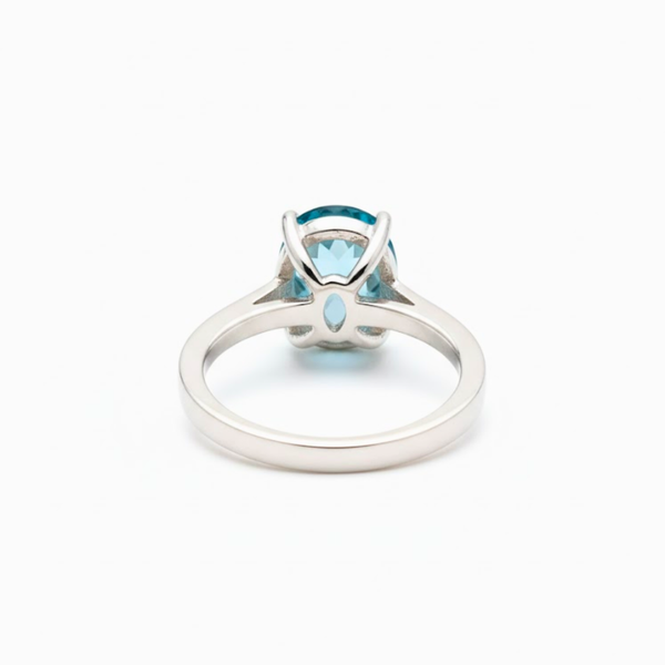 Oval Blue Topaz Sterling Silver Ring