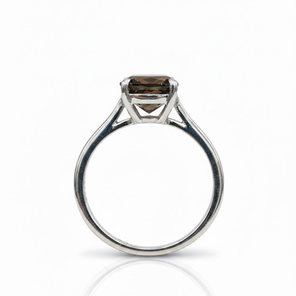 Round Smoky Topaz Sterling Silver Ring