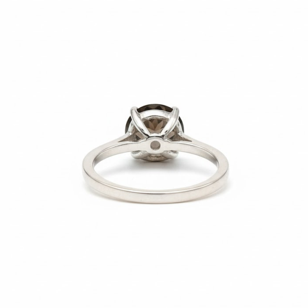 Round Smoky Topaz Sterling Silver Ring