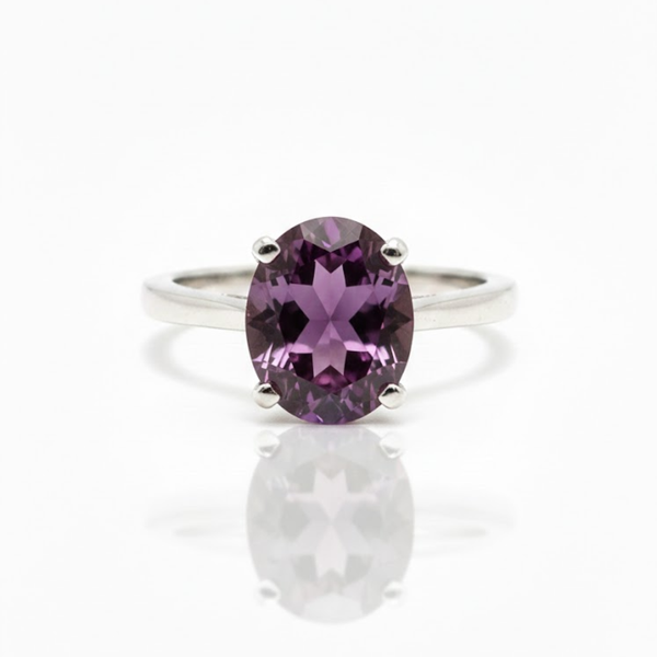 Oval Rhodolite Sterling Silver Ring
