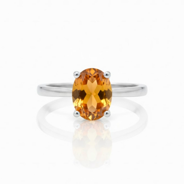 Oval Golden Topaz Sterling Silver Ring