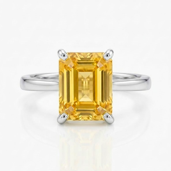 Emerald Cut Golden Topaz Sterling Silver Ring