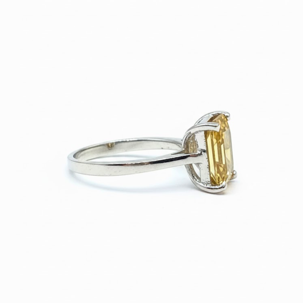 Emerald Cut Golden Topaz Sterling Silver Ring