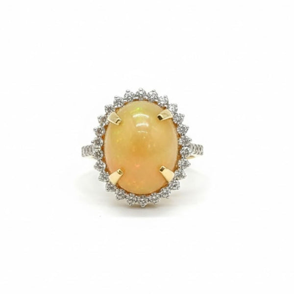 Rose Garden Gala Ring Green Opal and Ruby Bloom Statement Piece