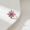 Natural Ruby Starburst Cluster Ring with Princess-Cut Center in Yellow Gold