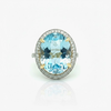 Brilliant Blue Topaz and Diamond Pavilion Ring