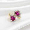 Natural Ruby Two-Stone Pear-Cut in Diamond Ring