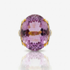 Cocktail Oval Cut Bold Amethyst Ring with Diamonds