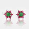 Emerald - Truncated Ruby Studs in diamond Earring