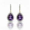 Amethyst Drop with diamond Earrings 14k Gold
