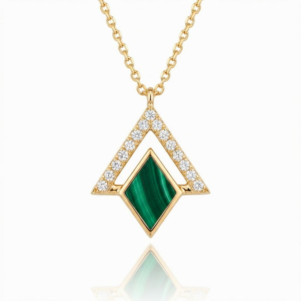 Malachite Infinity Knot Pendant with Diamonds