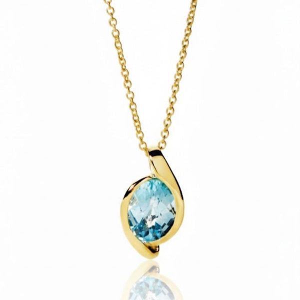 Vintage - Natural Blue topaz pendant In Gold Pendent