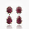 Ruby Oval cut Drop with diamond Earrings