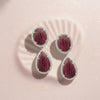Round and Pear Ruby Halo Leverback earrings