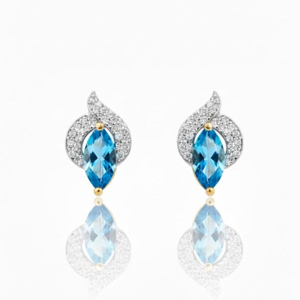 Blue Topaz Solitaires with Diamond Pavé Accents