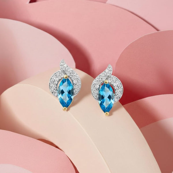 Blue Topaz Solitaires with Diamond Pavé Accents