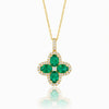 Diamond Framed Emerald Clover Pendant