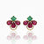 Botanical Carved Ruby & Brilliant-Cut Diamond Halo Earrings