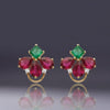 Botanical Carved Ruby & Brilliant-Cut Diamond Halo Earrings