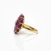 Antique Style Ruby Petal Cocktail Ring with Brilliant Diamond Center