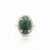 Cabochon - Cut Green Fire Opal With Diamond Ring