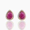 Vintage-Inspired Fleur Carved Ruby Studs in 14K Yellow Gold