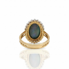 Cabochon - Cut Green Fire Opal With Diamond Ring