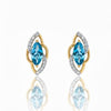 The Celestia Hexagon: Sky Blue Topaz & Diamond Earrings