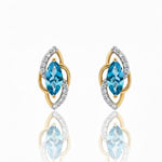 The Celestia Hexagon: Sky Blue Topaz & Diamond Earrings