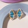 The Celestia Hexagon: Sky Blue Topaz & Diamond Earrings