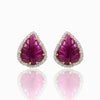 Botanical Carved Ruby & Brilliant-Cut Diamond Halo Earrings