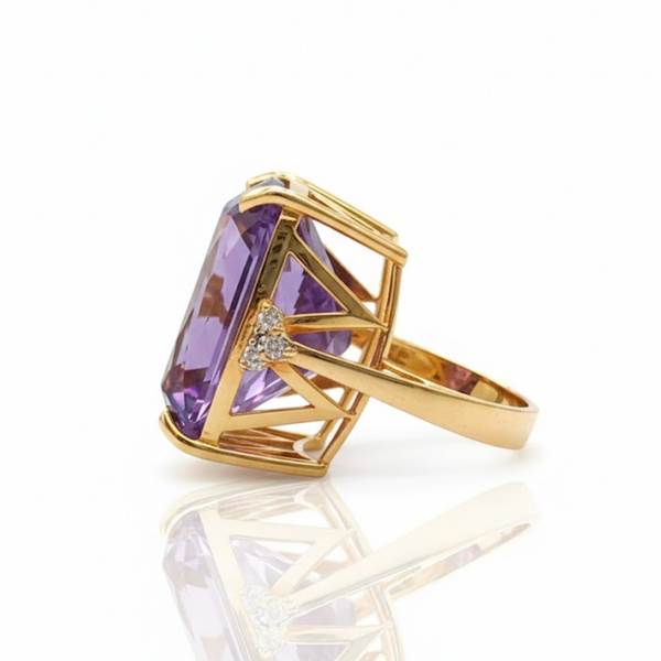 Amethyst Cushion-Cut Solitaire with Diamond Trillions