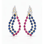 Hand-Carved Rubellite Drops with Pavé Diamond Accents Earring