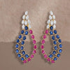 Hand-Carved Rubellite Drops with Pavé Diamond Accents Earring